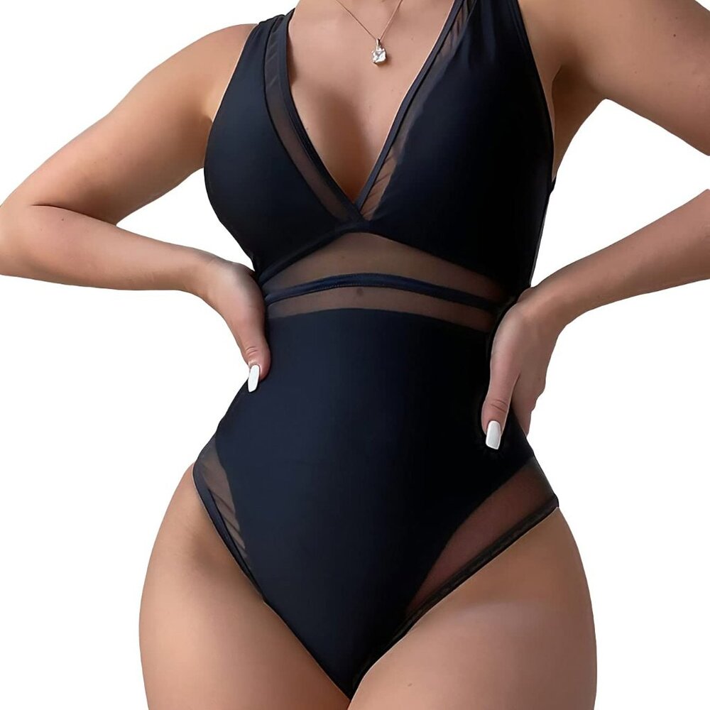 Black Mesh Swimsuit - NWOT